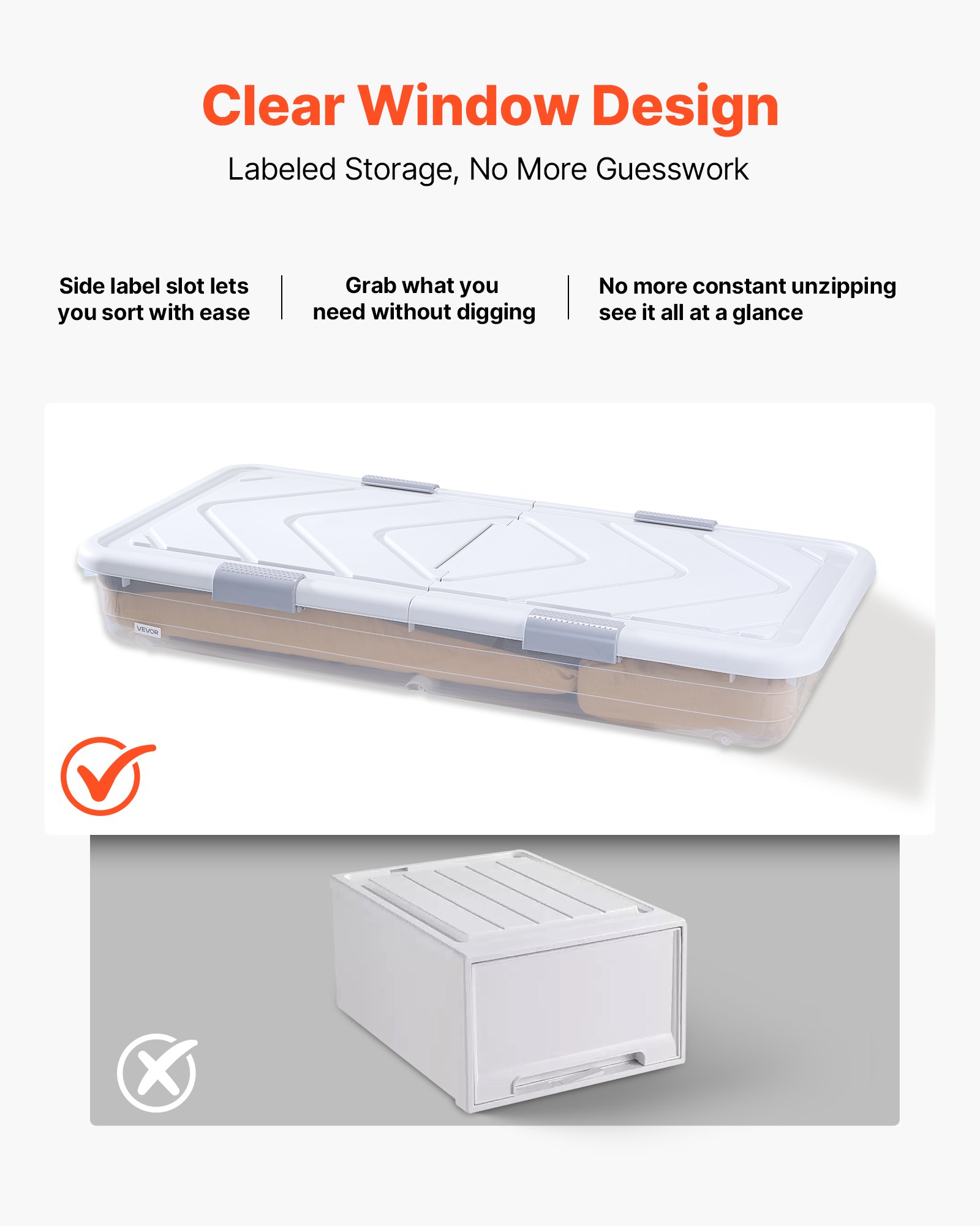 Under Bed Storage With Wheels, 31.7 X 15.6 X 6.9 Inch Underbed Containers,